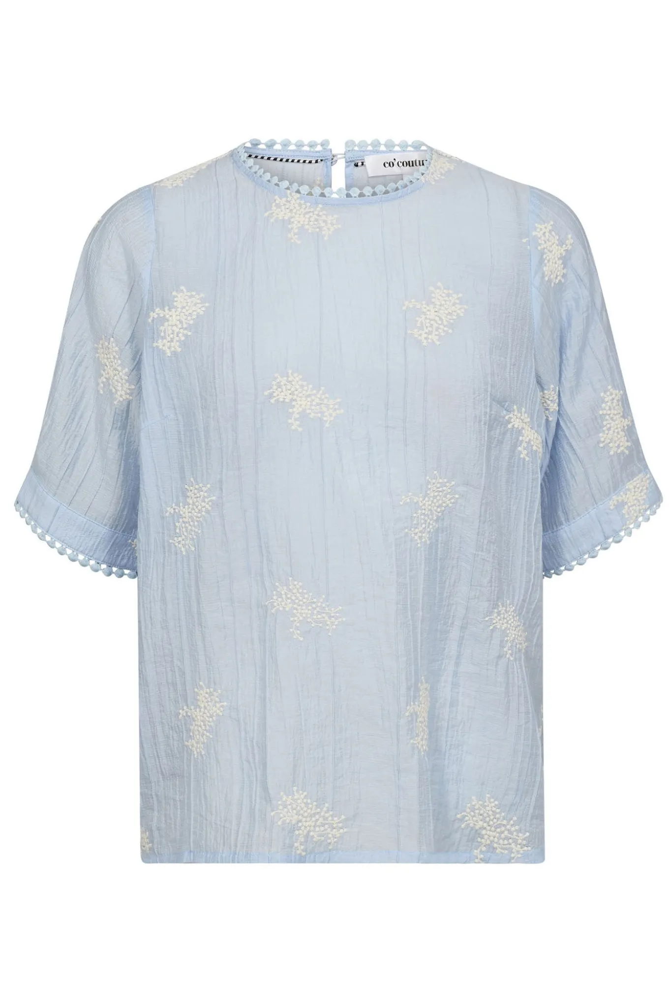 AmeliaCC Emb SS Blouse 23Pale Blue 45098