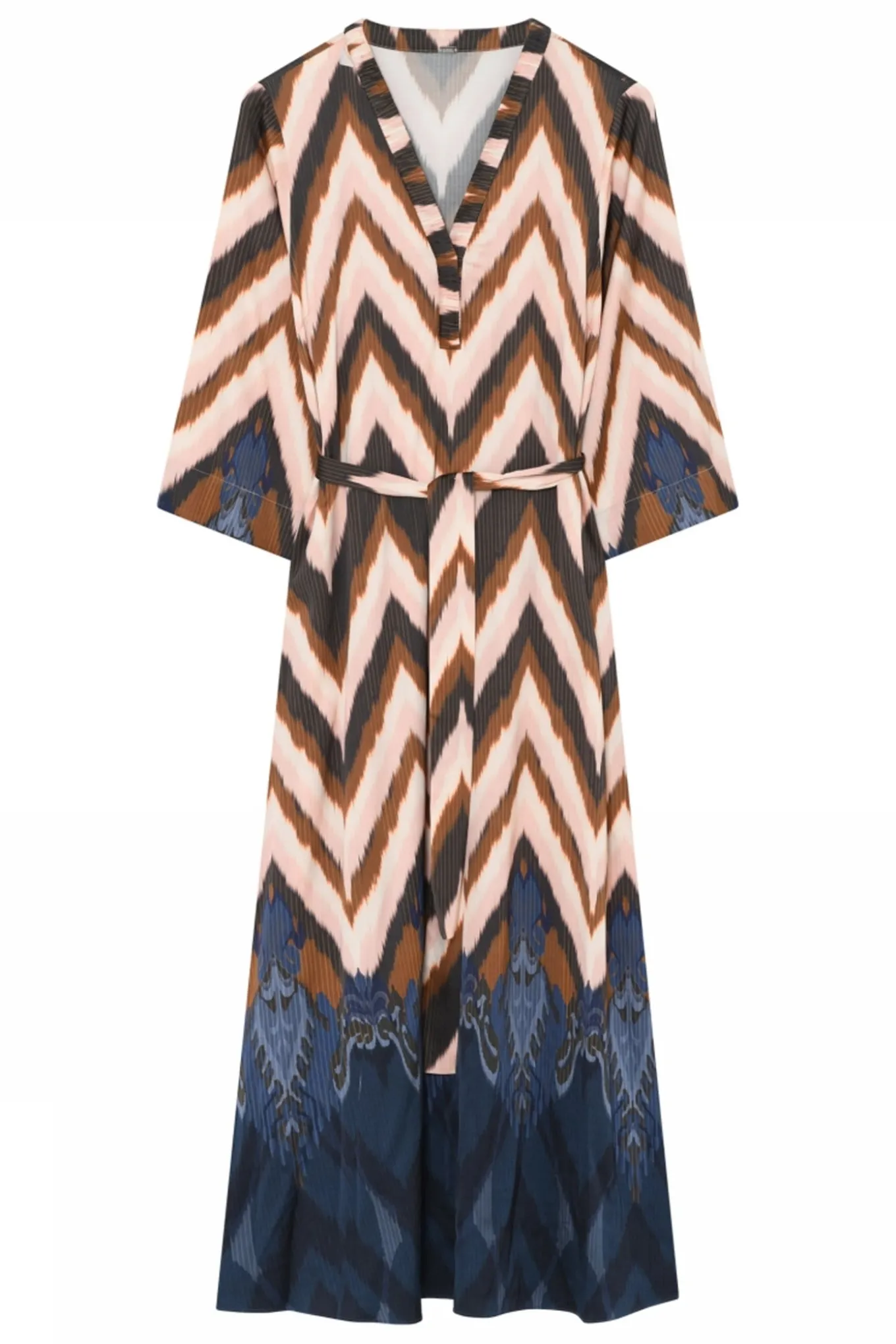 Anika, long dress with belt 84797Navy/Rose 58500/7580