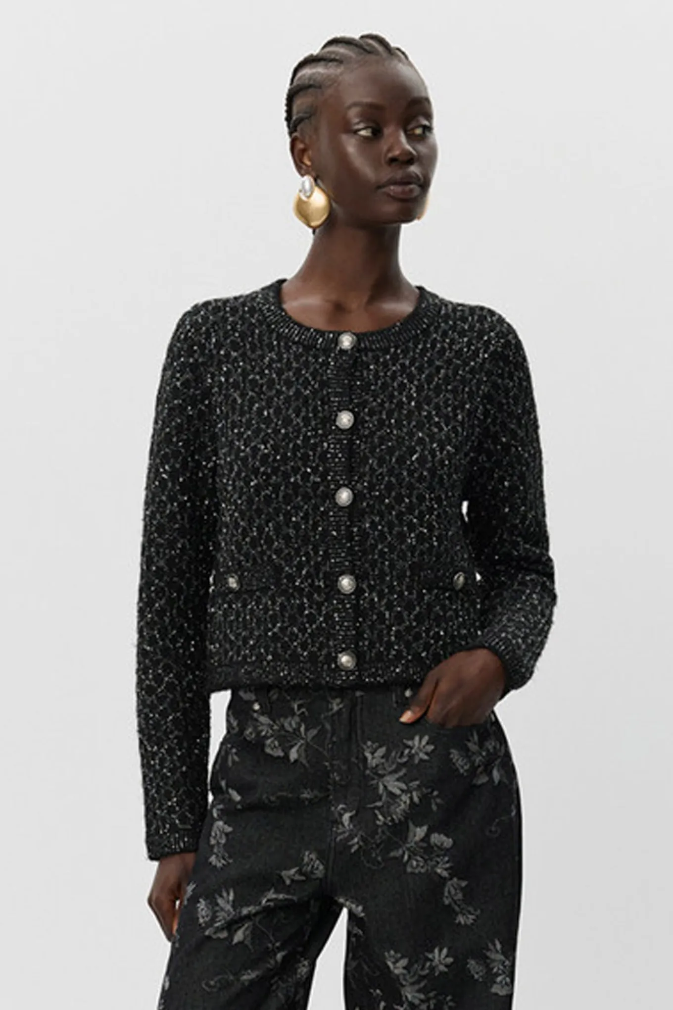 CARNETSW CARDIGAN 1003 Black glitter S254505