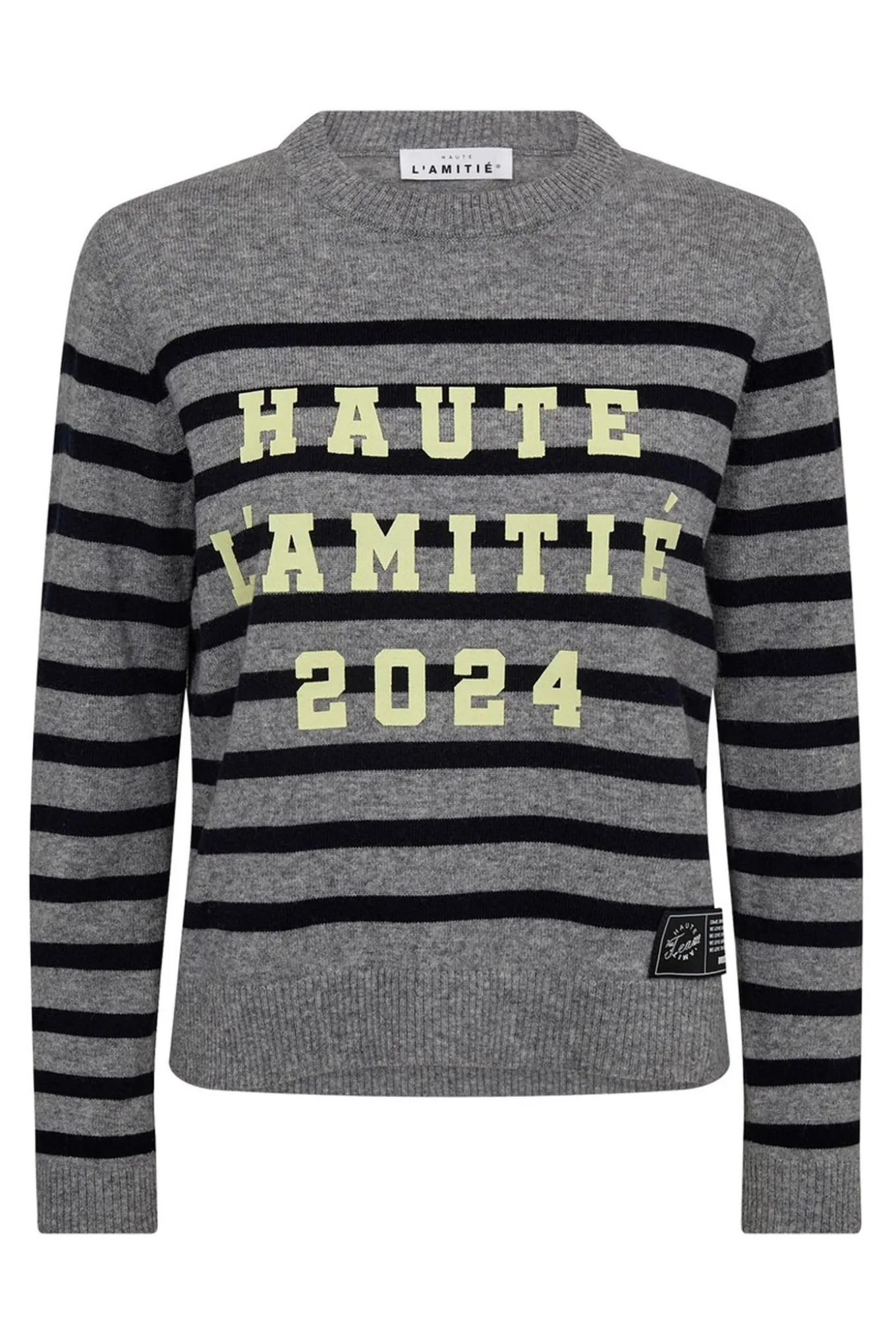 Cash LS Stripe Logo Knit Light Grey Melange HL10261