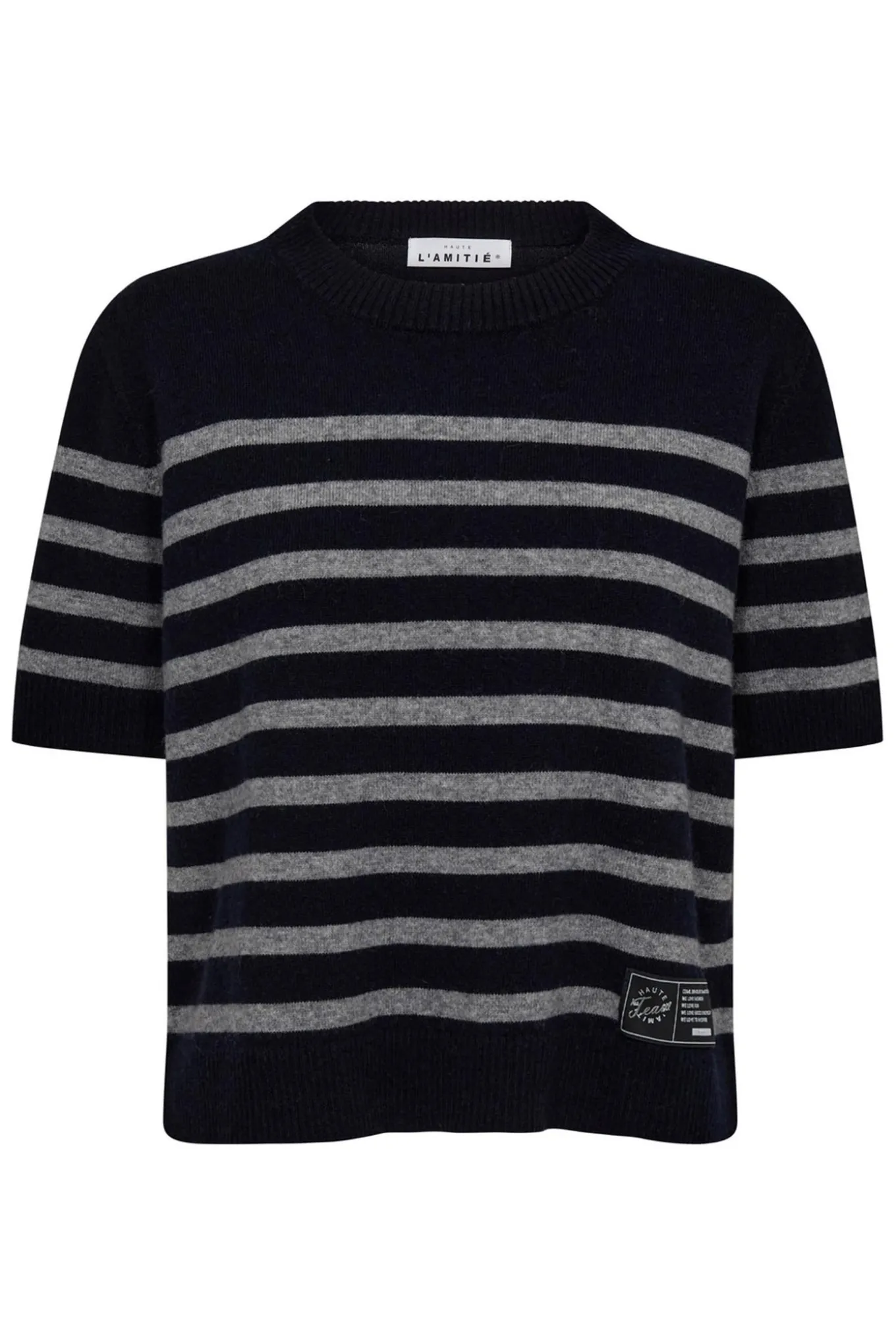 Cash Stripe SS ONeck Navy/Grey Melange HL10217