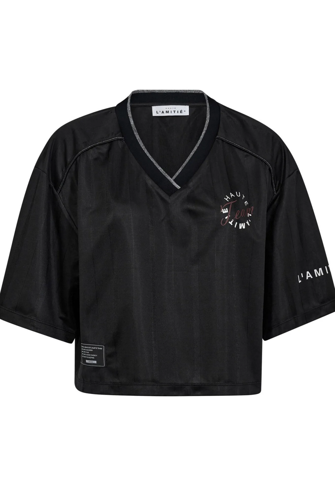 Crop Team Stripe Tee Black HL10017