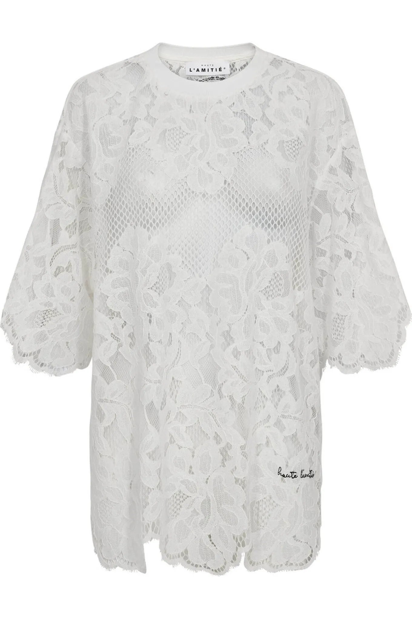 Curvey Lace Hem Tee OffWhite HL10222