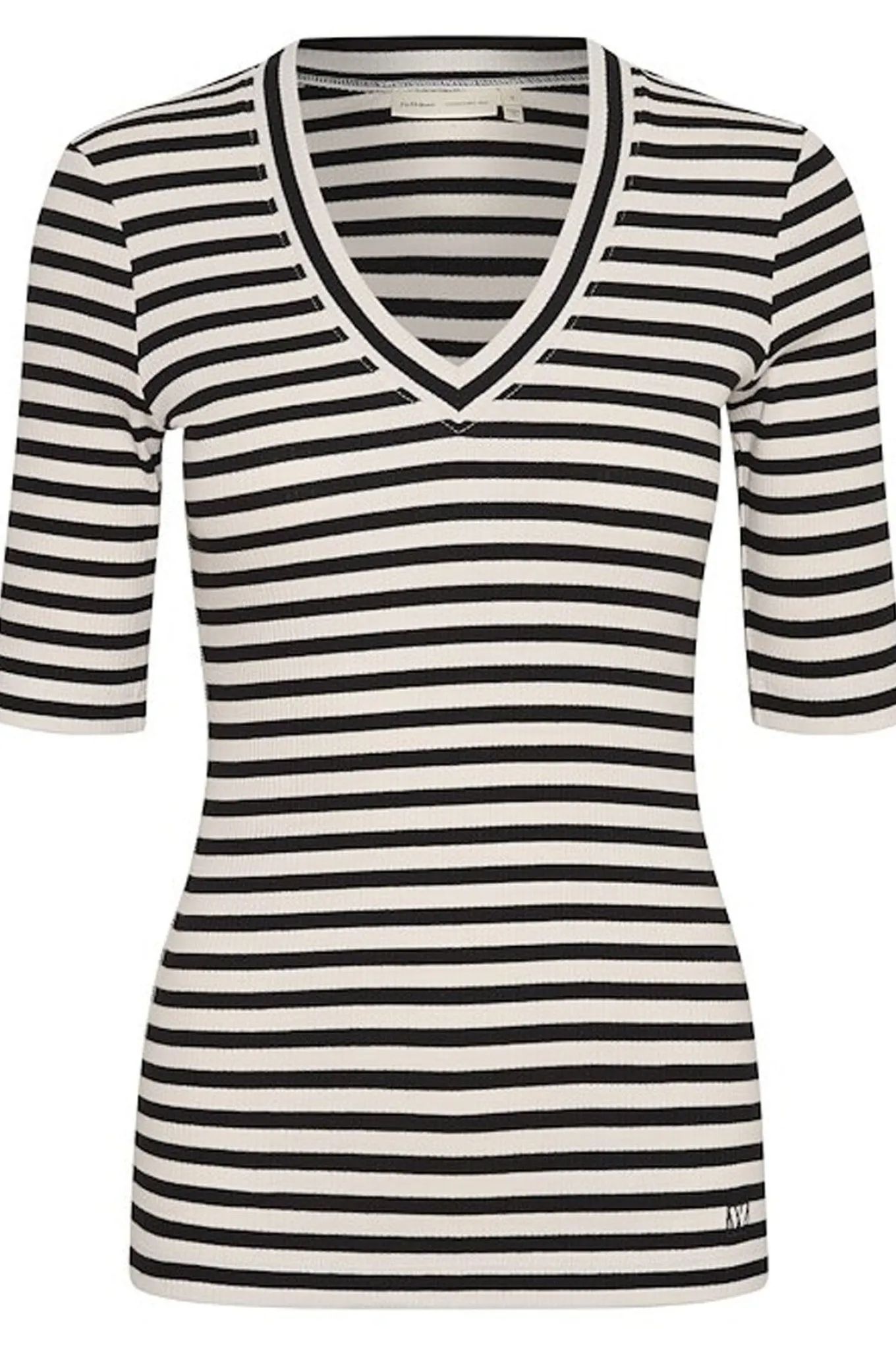 DagnaIW Striped V TShirt Black / Whisper White 30107270