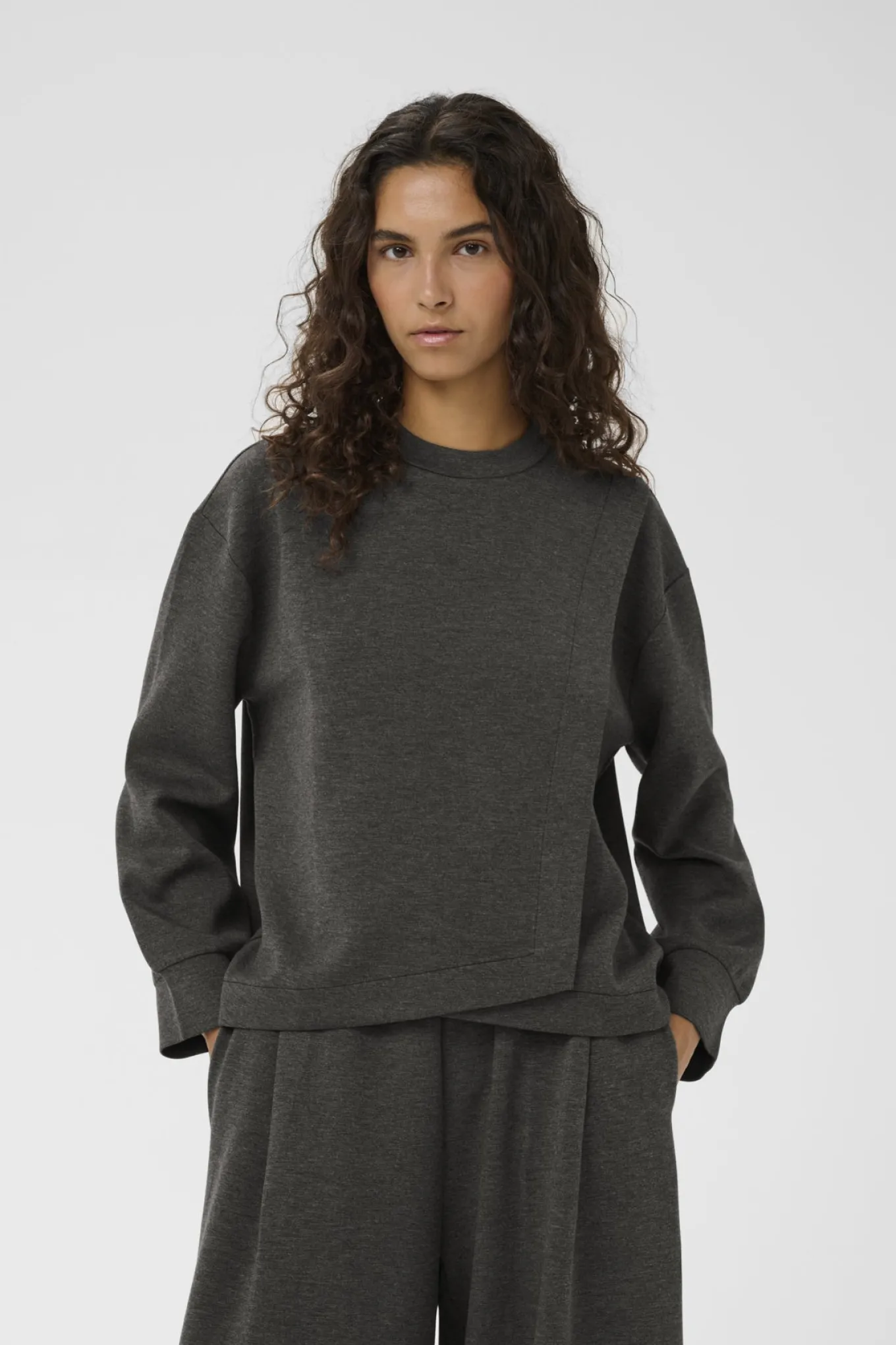 GidaIW Melange Vincent Sweatsh Dark grey melange
