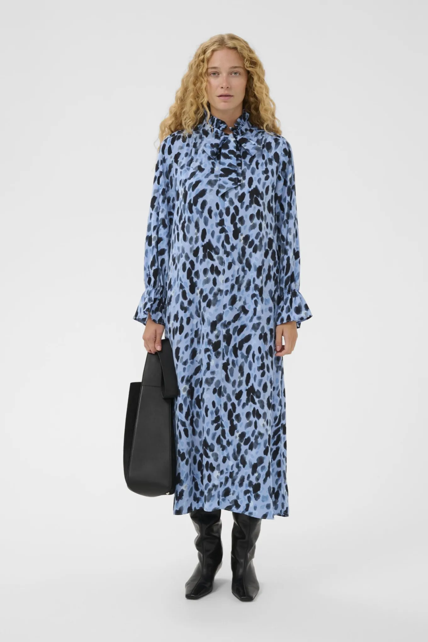 GRACIEIW PRINTED DRESS BLUE PAINTED DOT 900003317 30112281