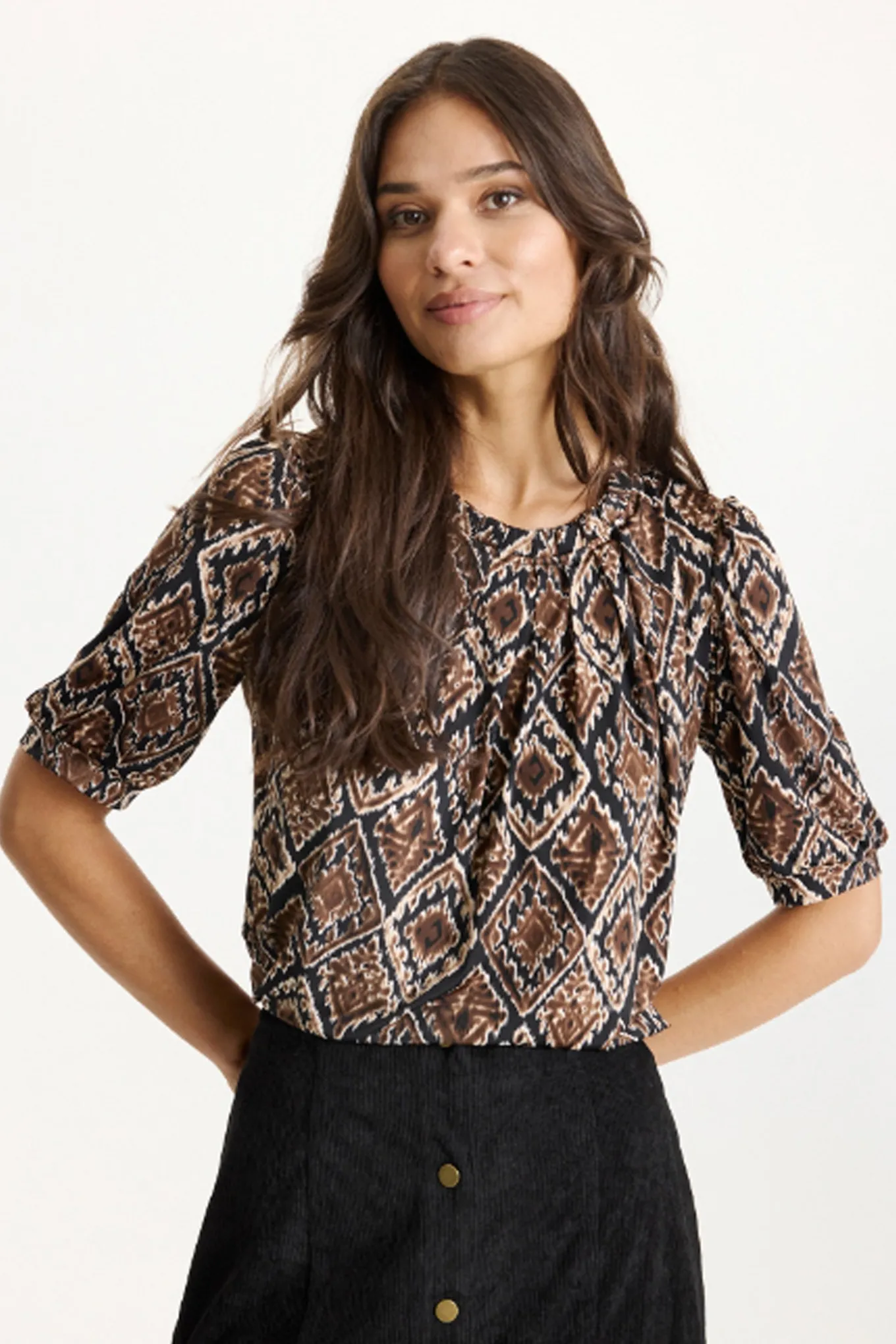 Grazia blouse 1/2 sleeves Brown 16879