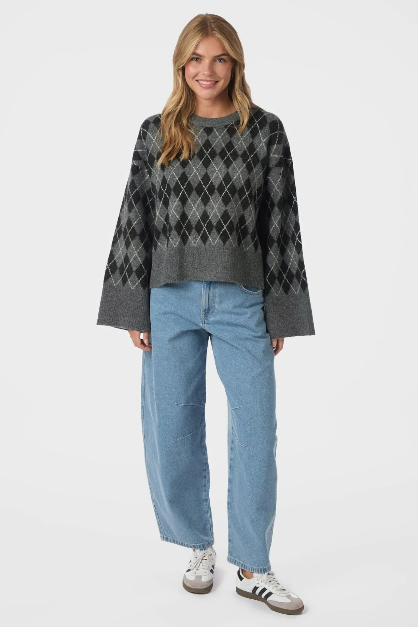 Kick Check Knit Blouse Antracit 165204