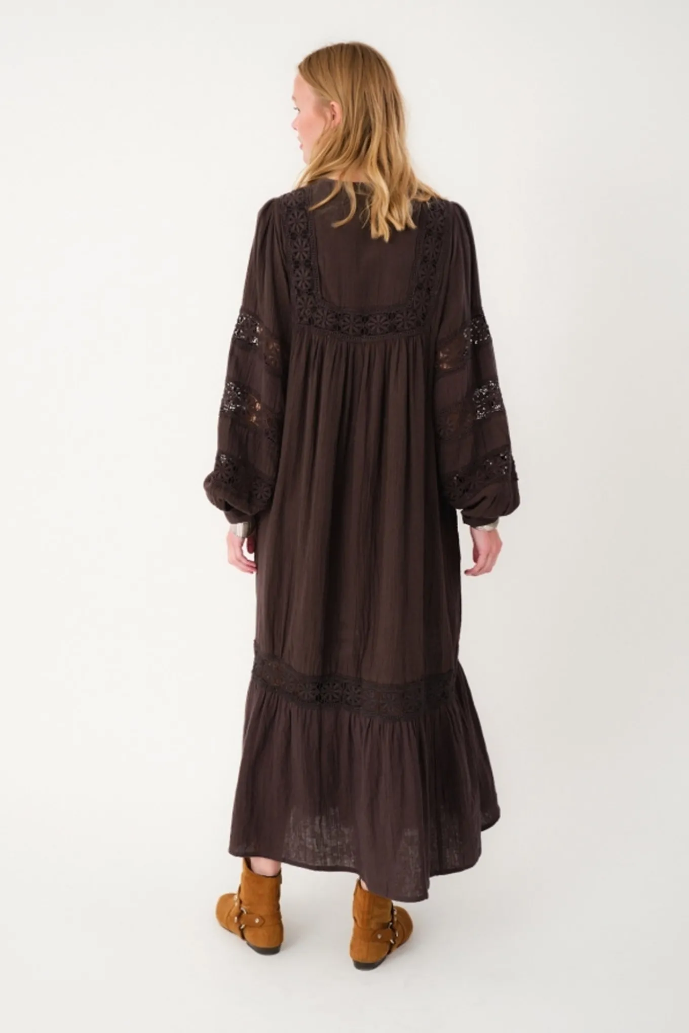 LatourLL Lace Maxi Dress LS 87 Dark Mokka 254093000