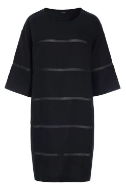 Lazy linen kjole med paneler Black 26121415559