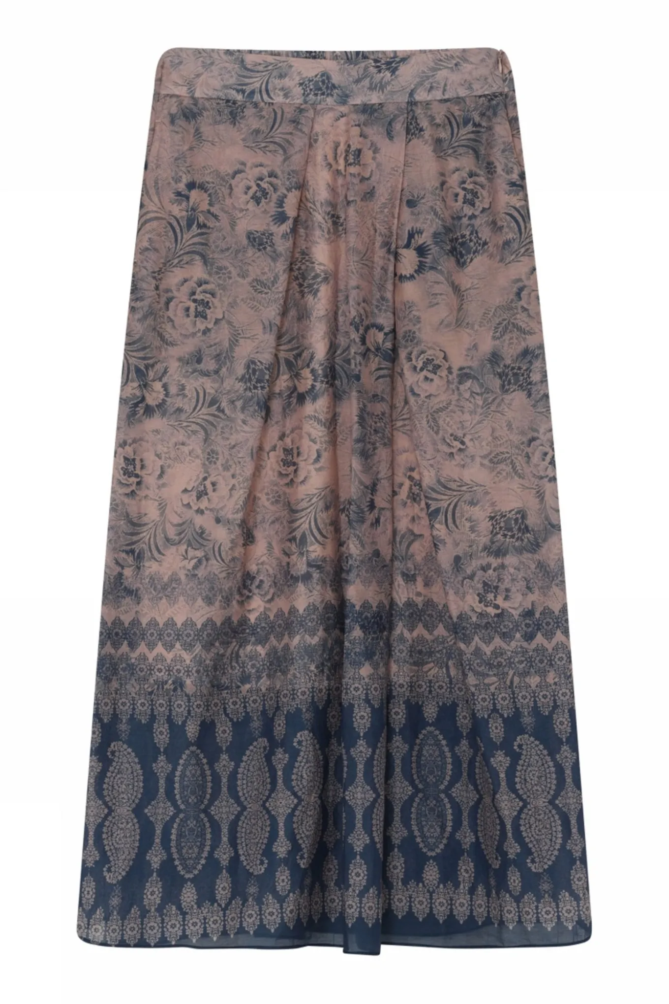 Mabell, midi+ pleated skirt 84797Navy/Rose 60553/7312