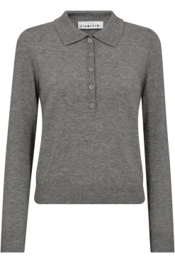 Premiere LS Polo Knit Mid Grey