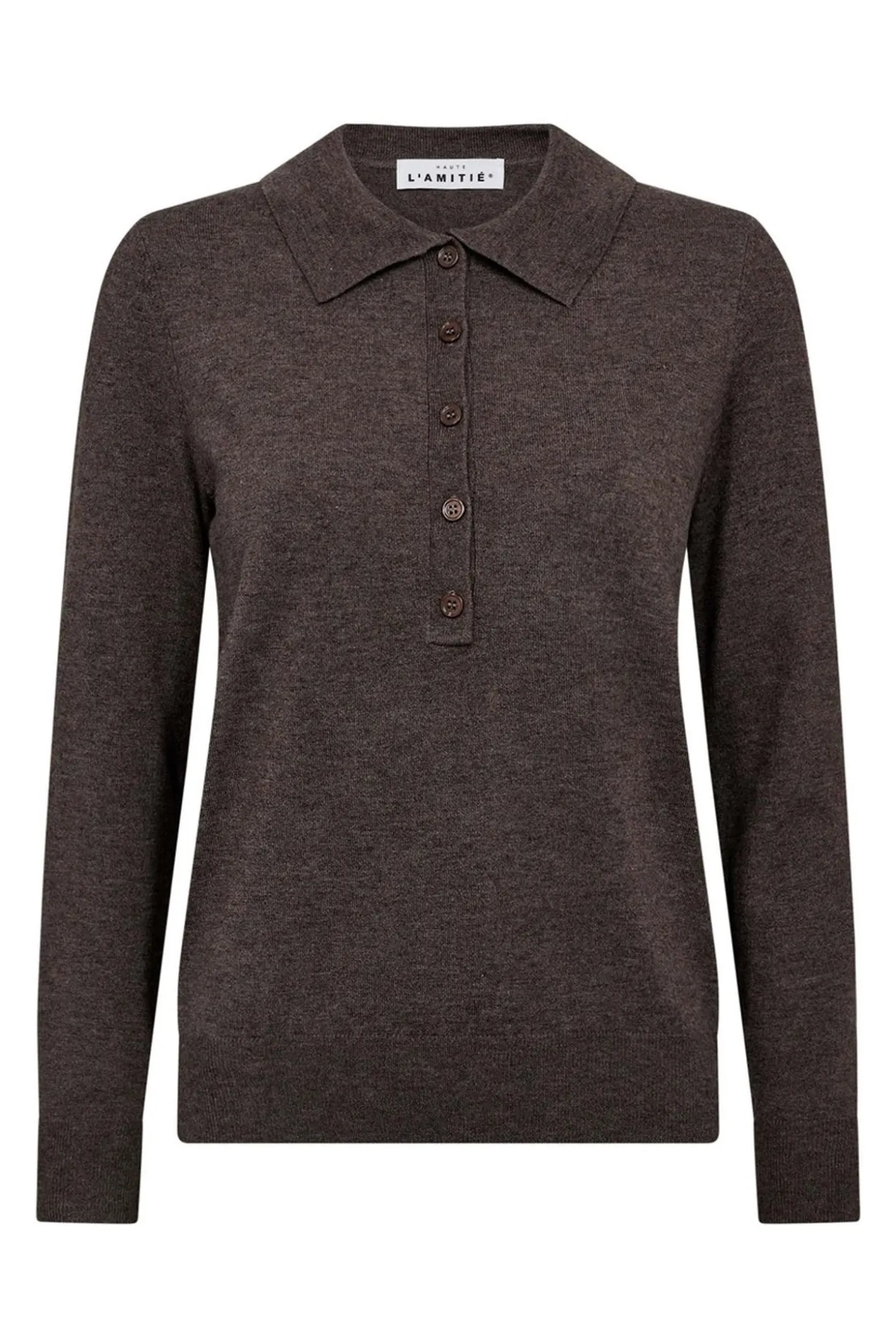 Premiere LS Polo Knit Mocca HL10004