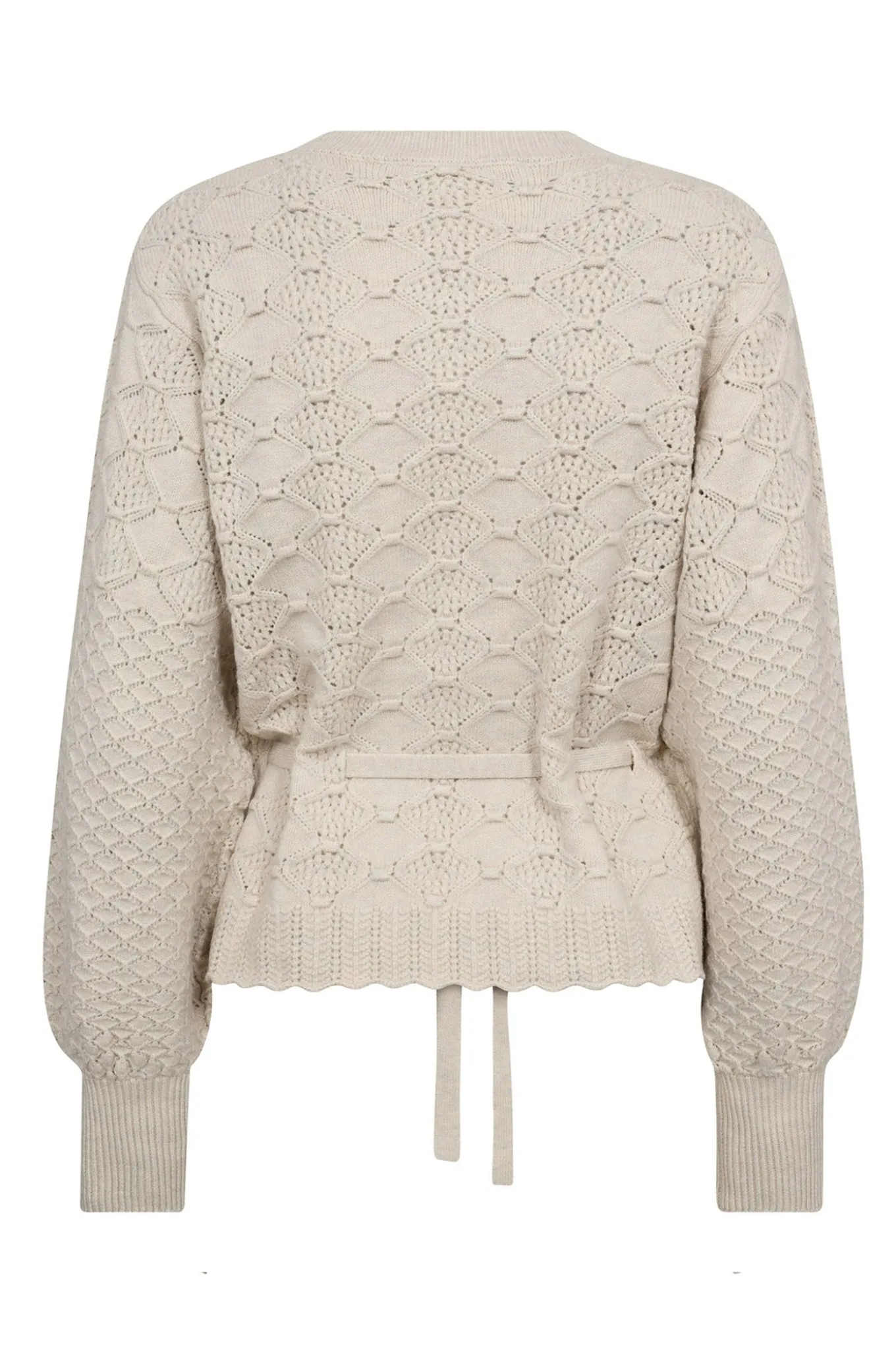 RowCC Pointelle Tie Cardigan 4021Ivory 32241