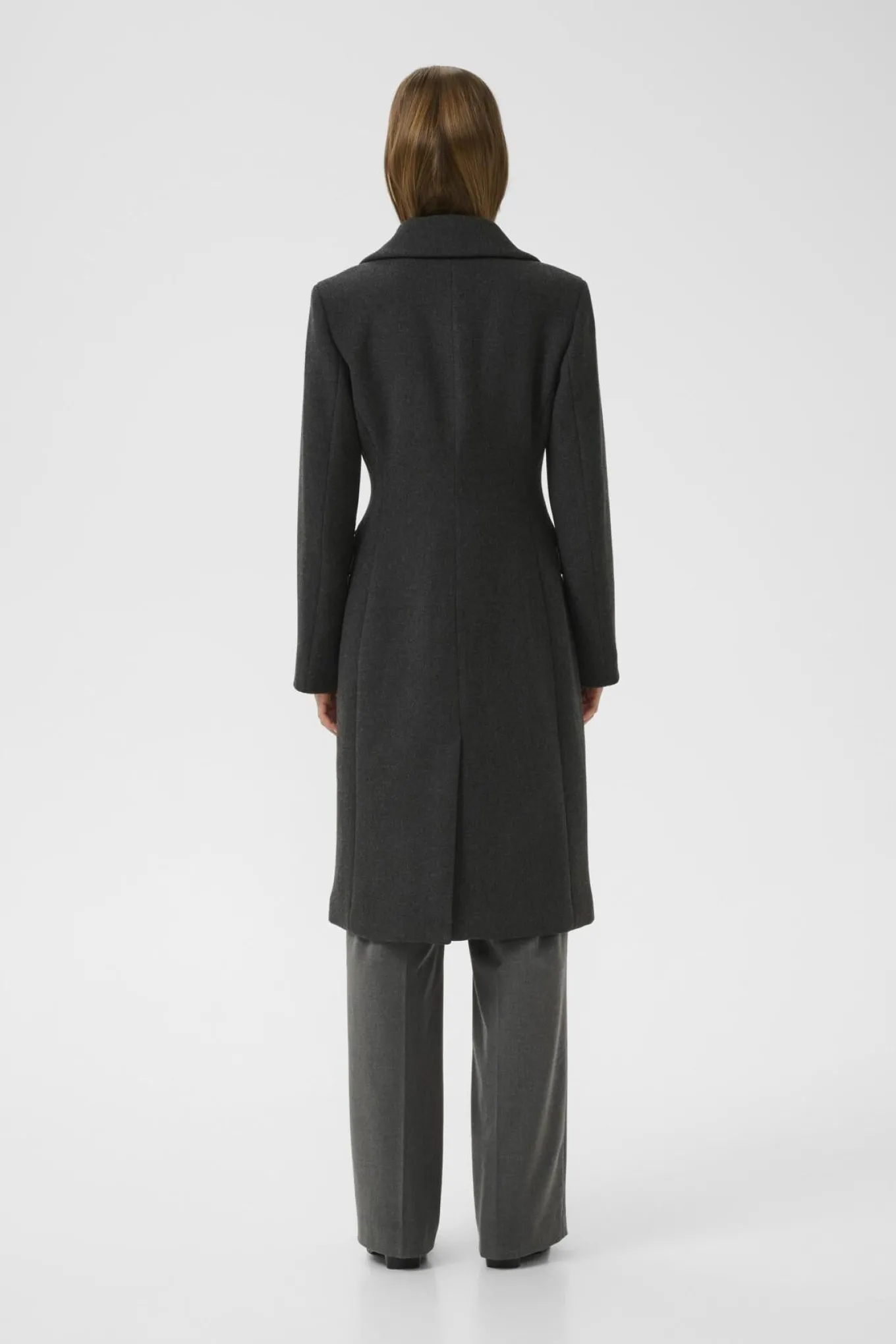 ThoraIW Lapel Coat R Dark grey melange 30110808