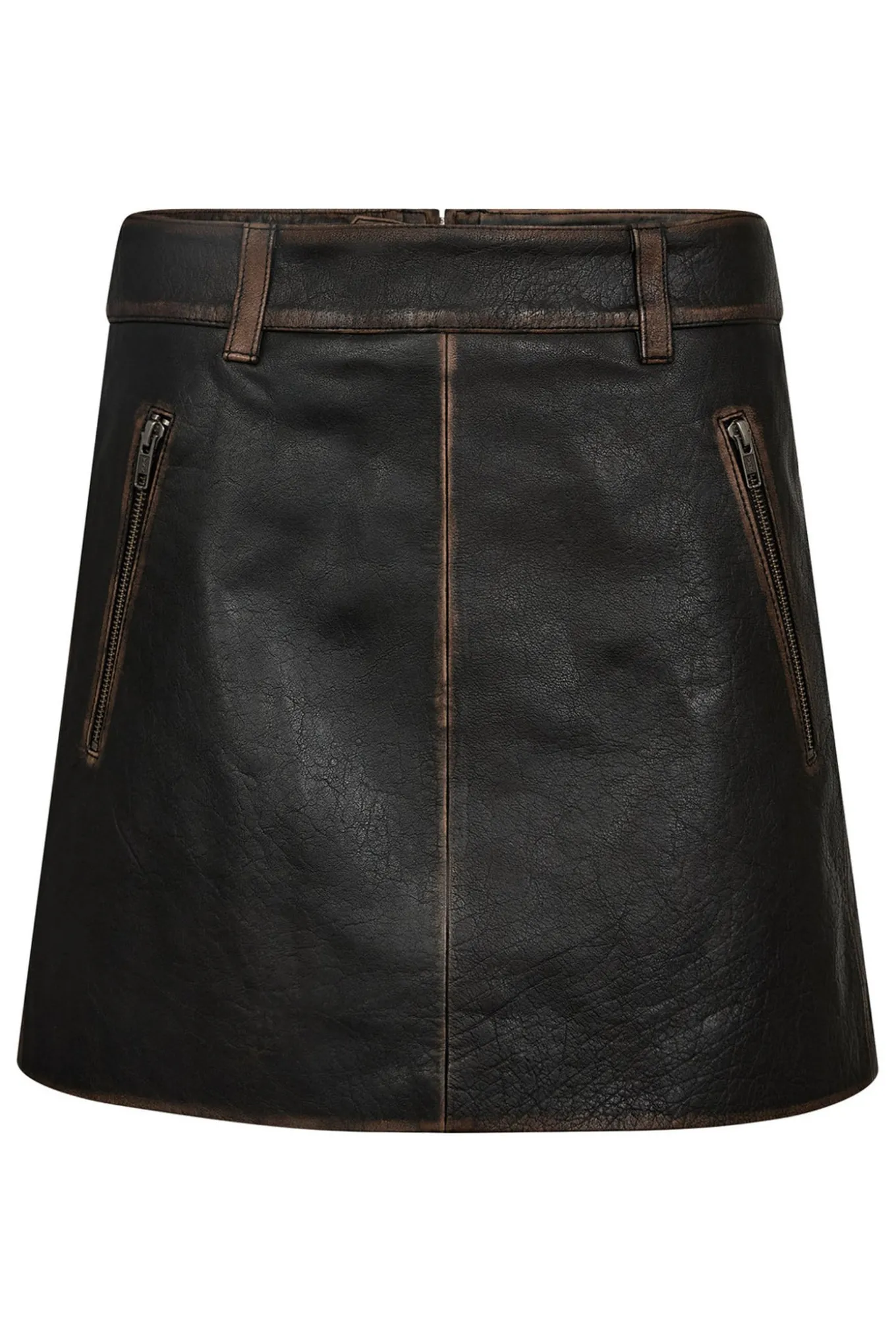 Used Leather Crop Skirt Mocca HL10362
